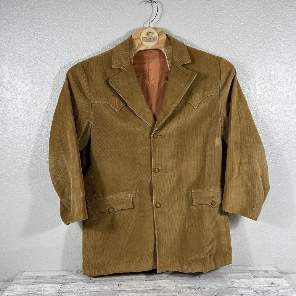 Pioneer Wear Jacket Blazer Corduroy Sport Coat Western Rockabilly VTG Mens 44L